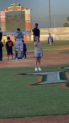 She had the opportunity to sing the national Anthem at a baseball game.