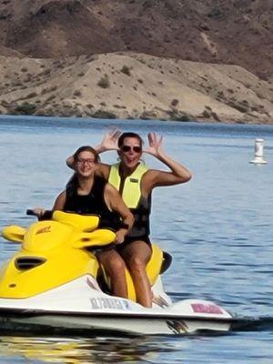 Ash and Kylie enjoying the jetski!