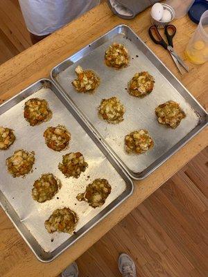 Crawfish Cake Benedict's in the making!