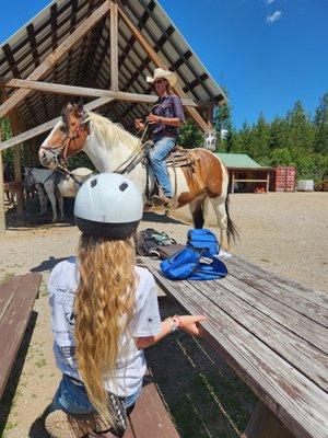 Introduction to her first horse ride... she was so excited!!