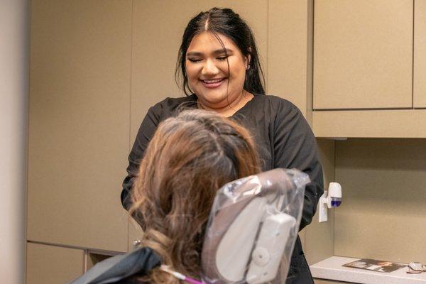 Assistant preparing patient for their dental appointment at Dental Wise in Tuscon, AZ