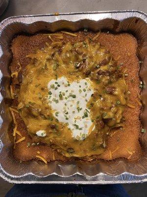 Chili cornbread bowl