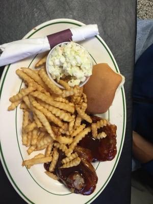 Short ribs with fries and coleslaw