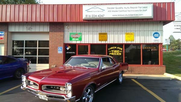 This 1964 GTO is owned by a local business owner who has us handle the mechanical repairs. He can do the paintwork.. we can do the rest!