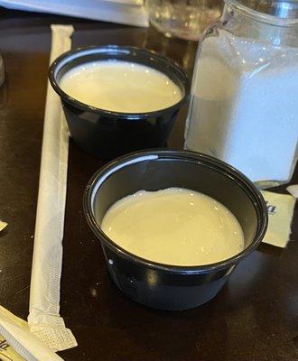 This is how cream for coffee is served.  So Weird!!!