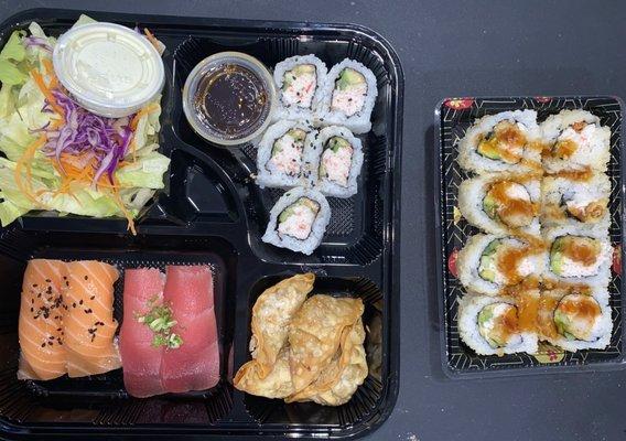 #28. Sushi & Gyoza Box Special and shrimp tempura roll