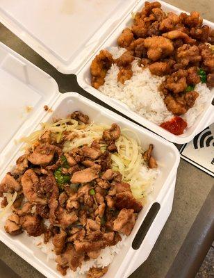 orange chicken, chicken teriyaki