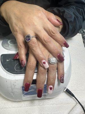 My beautiful Valentine nails by Kim!!