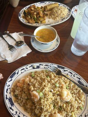 Shrimp Fried Rice and Kung Pao Shrimp lunch special