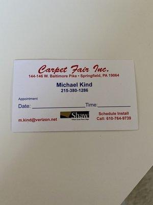 Michael Kind's business card