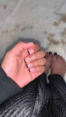 Gel French mani pedi