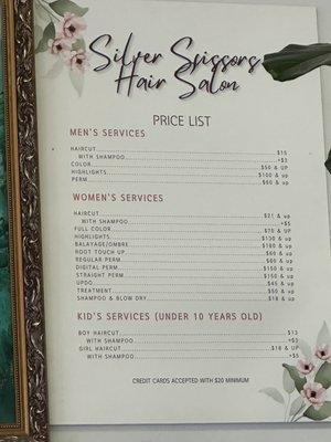 Price list