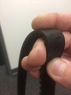 Timing belt cracks, that's a big no-no, we'll take care of it for you!