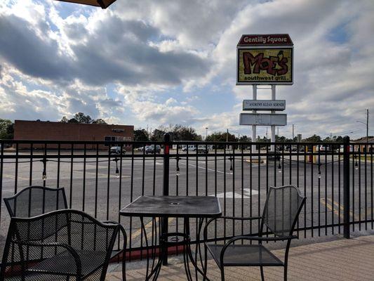 Outside on the patio. Located in happening Gentilly Square.