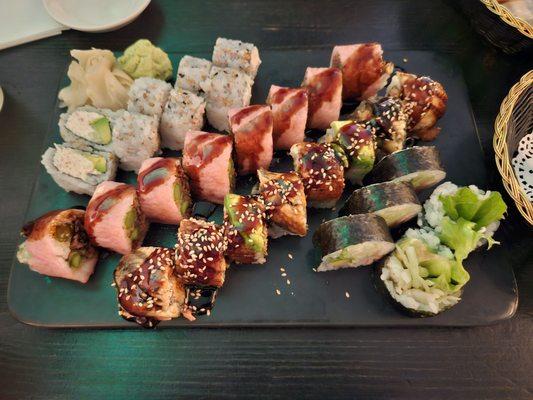 Dragon roll, kobe beef roll, Boston roll, California roll