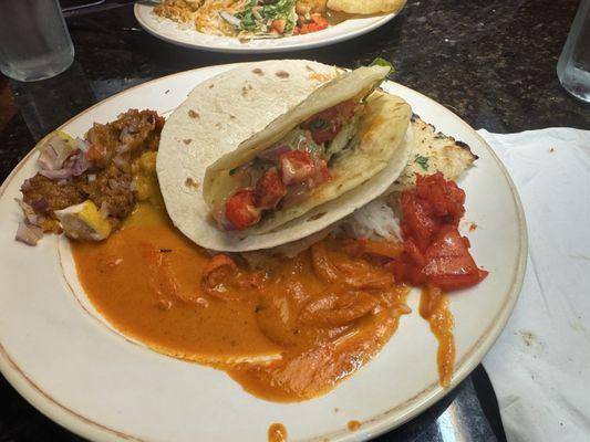 Various food including an Indian taco