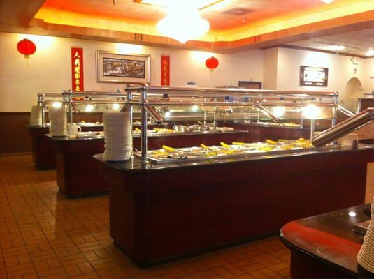 Four buffet carts, one sushi cart & one dessert cart... YUM!