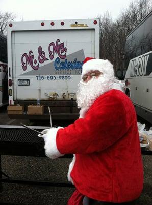 Santa helping us out at the Buffalo Bills tailgate.