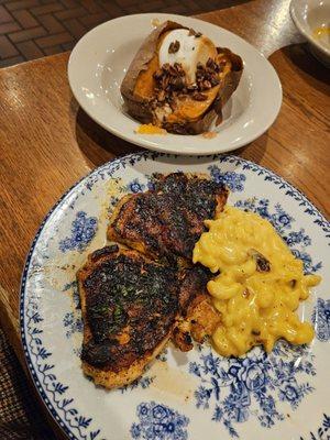 Smoky southern chicken with mac and loaded yam