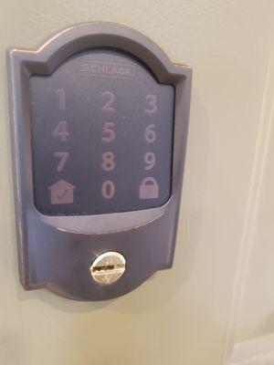 new installation of Schlage  encode reinforced with multi lock high security cylinder