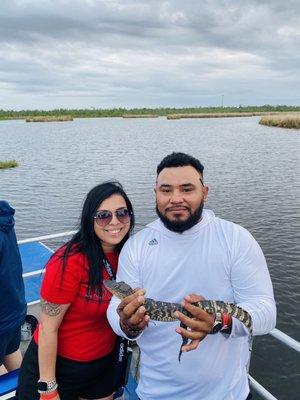 Holding a baby gator!