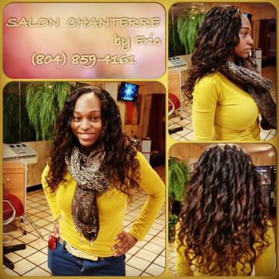 Virgin Brazilian loose curl extensions done at Salon Chanterre by Eric