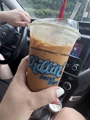 Iced Americano with cream.