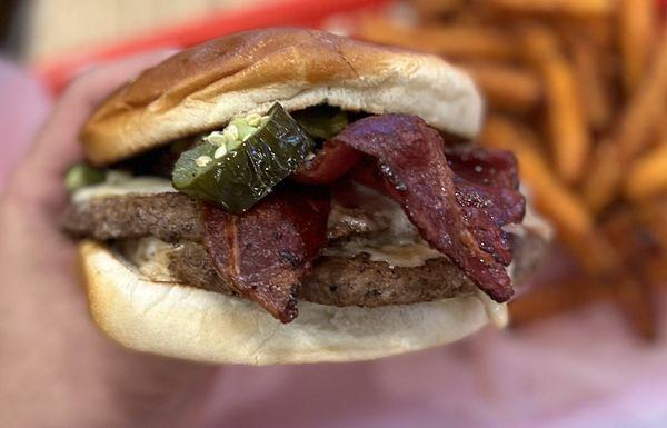 Double Cheese Burger with Beef Bacon