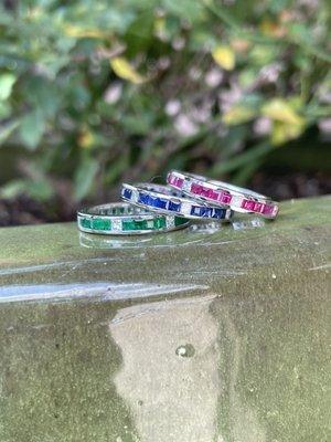 Sapphire,ruby and emerald bands