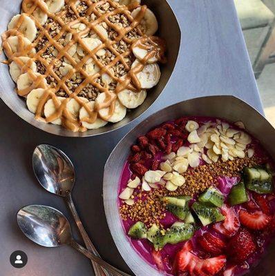 Dragon Bowl and Nutty Bowl with a Peanut Butter Drizzle!