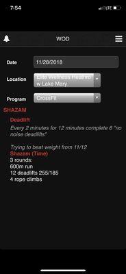 Typical crossfit workout. Strength followed by a metabolic conditioning workout.