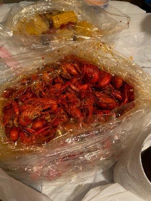 Crawfish with corn and potatoes