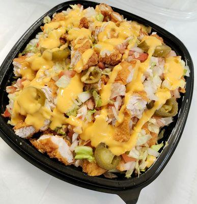 Crispy chicken loaded fries