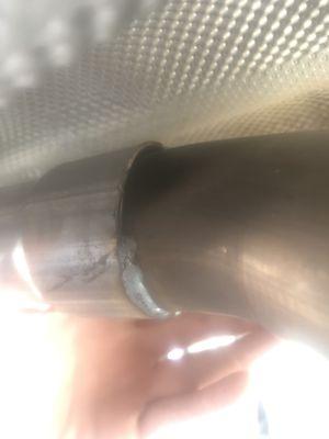 Exhaust half way welded