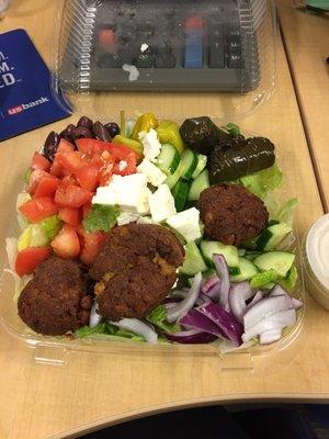 The salad of ALL THE SALADS: large Greek with falafel.