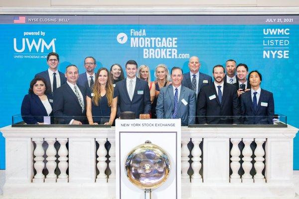 Mike Blackhall ringing the bell at the New York Stock Exchange