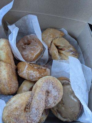 A dozen donuts.