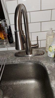 And the after replacing kitchen sink faucet all new stainless steel