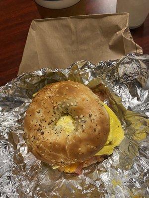 Sausage egg and cheese bagel