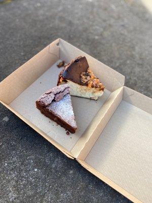 Incredible basque cheesecake and flourless chocolate cake