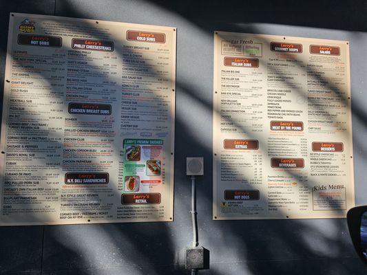 Drive thru menu