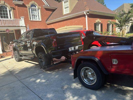 Towing Chevrolet truck