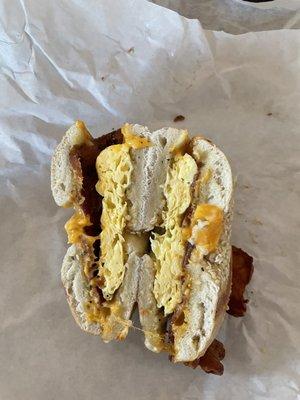 Bacon egg and cheese breakfast sandwich