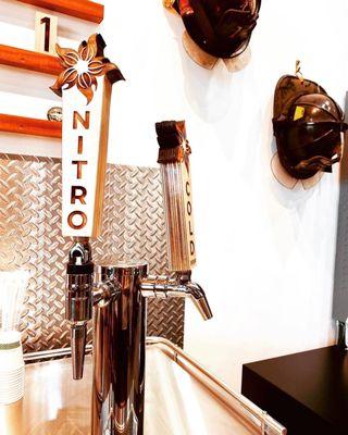 Coffee bar nitro and cold brew, fire hats.