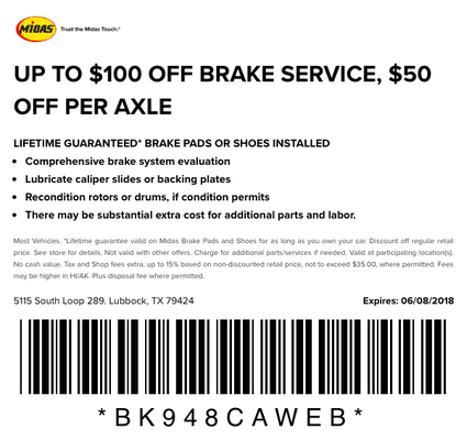 Up to $100 OFF Brakes!