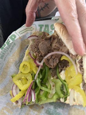 Inside the $11 sandwich upon getting home