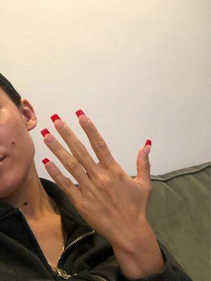 Red tip nails perfectly done!