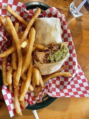 Buffalo chicken wrap and fries.  4 stars