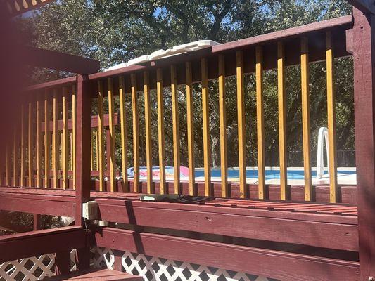 Pool deck.  He built it, I painted it.