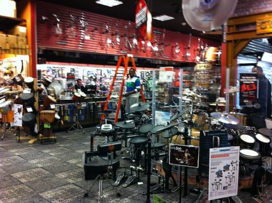 The often-crowded drum room.